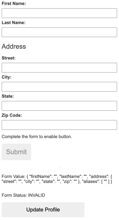 Profile Editor with validation status of invalid