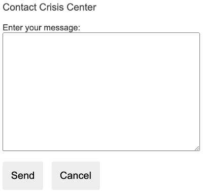 Contact textarea with send and cancel buttons