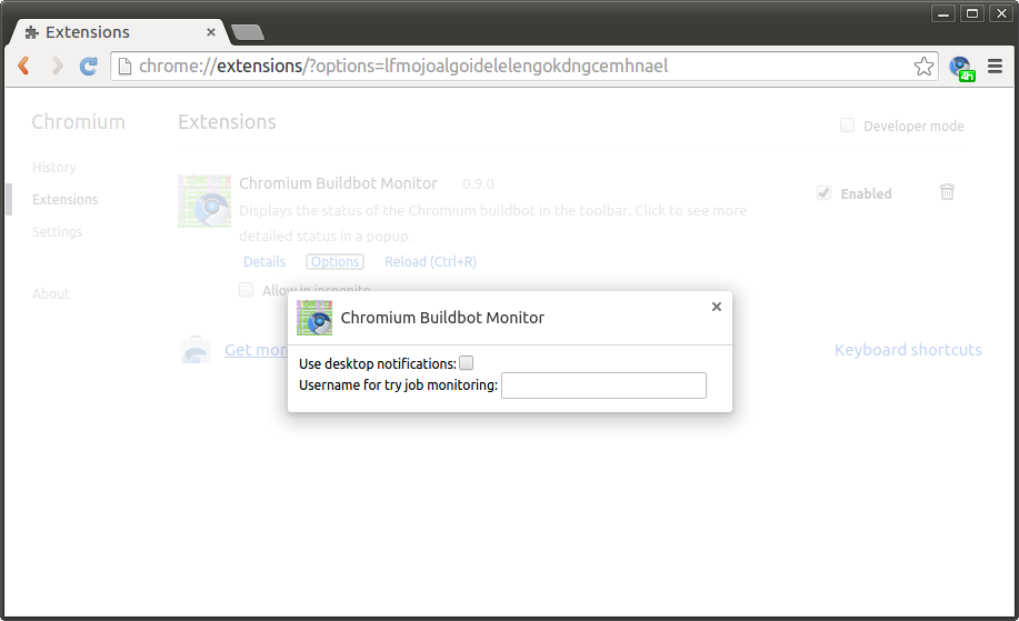 Options UI screenshot