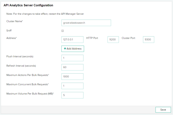 API Analytics Server Configuration