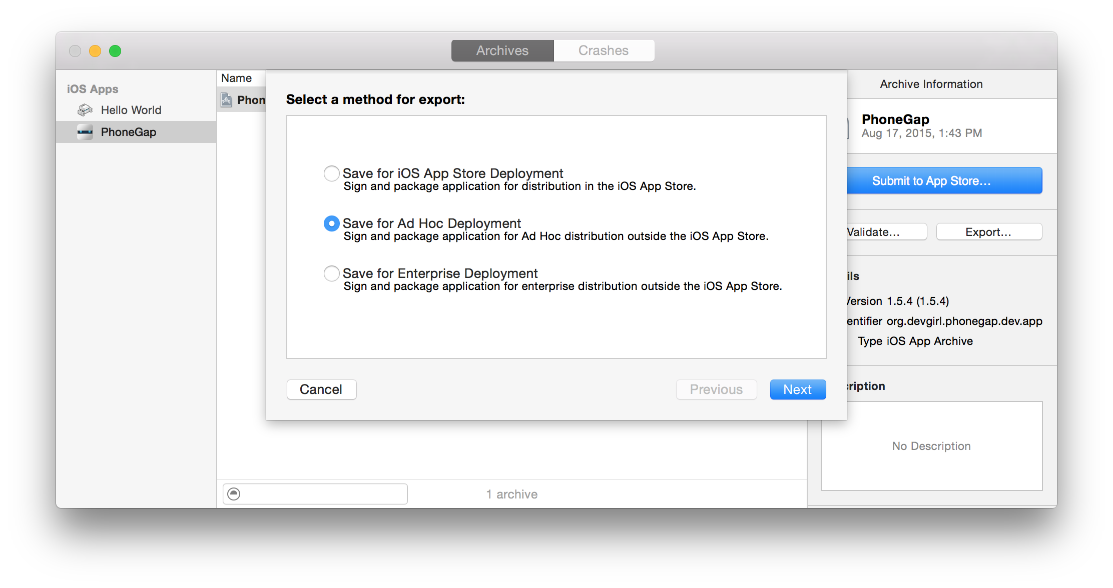 Xcode Organizer
