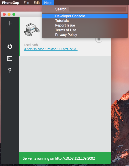 Developer Console File Menu