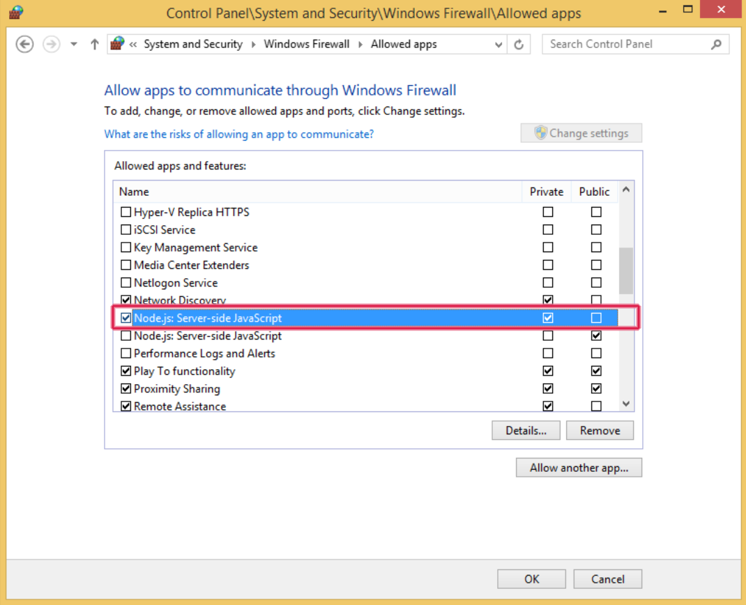 Firewall allowed apps