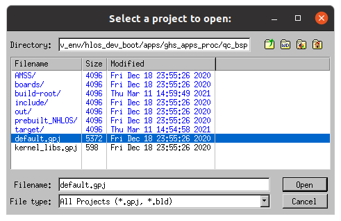 Select a project.
