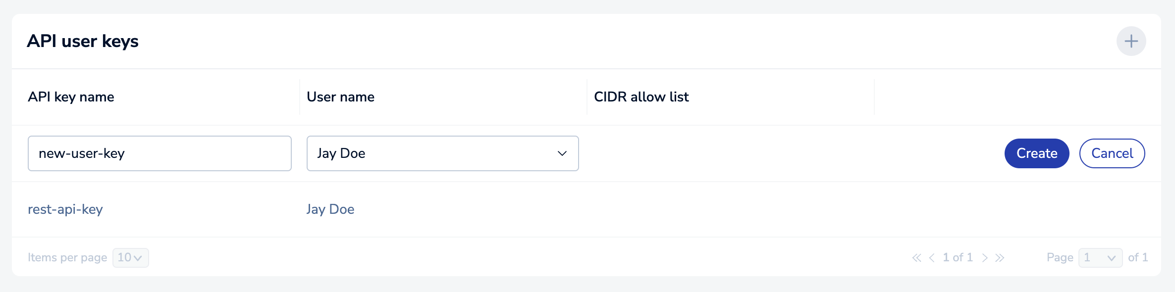 When you add a user key, you're prompted to specify the name of the key and the asscoiated user.