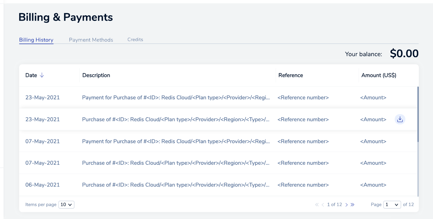 The Billing & Payments screen shows billing transactions and manage payment methods.