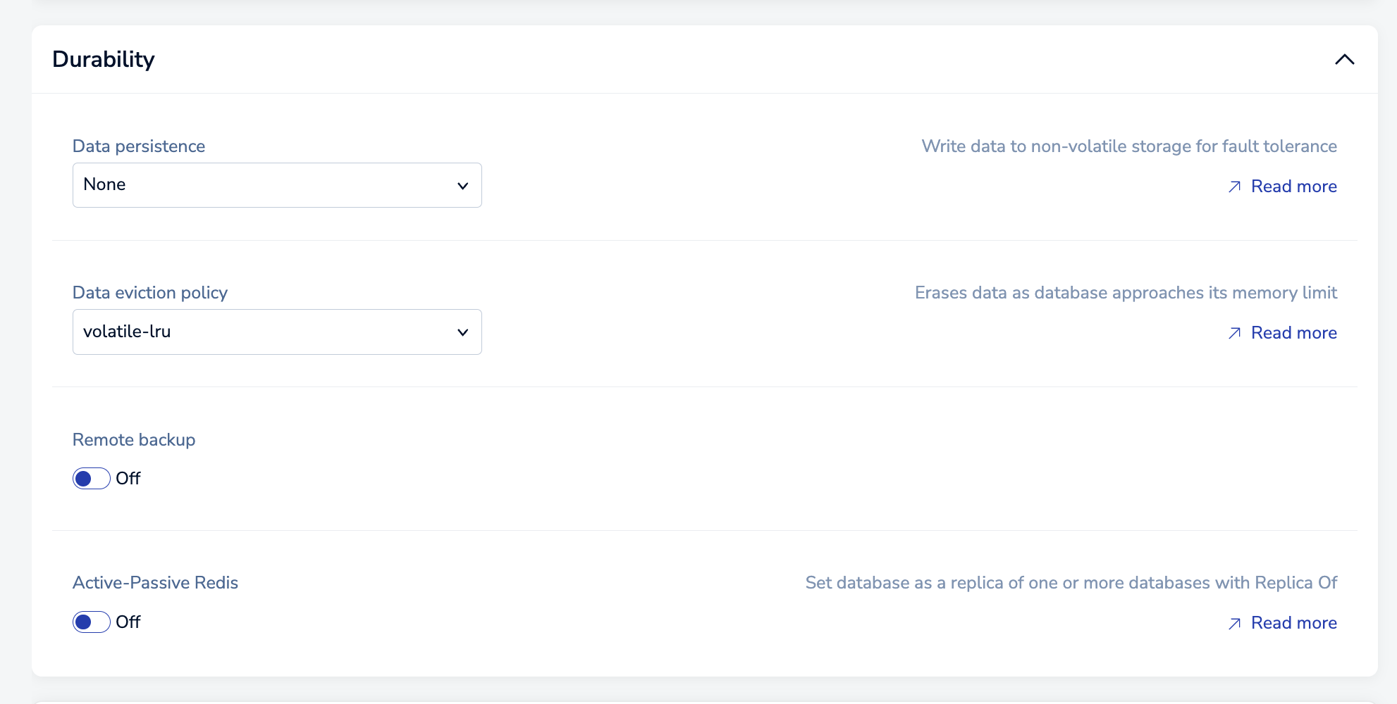 Use the Durability settings to keep your database (and data) available when problems occur.