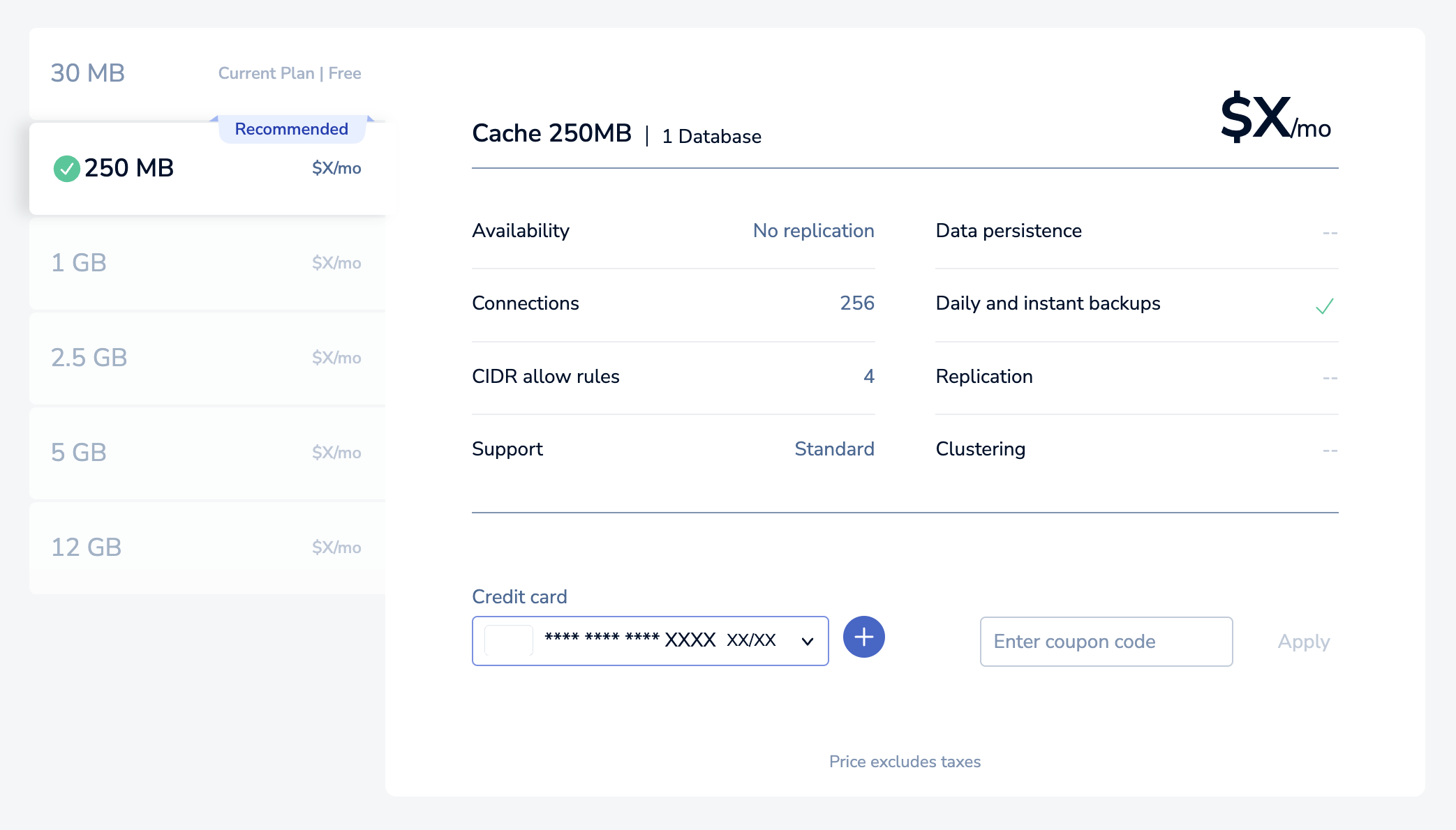 Select the desired subscription plan from the ones shown.