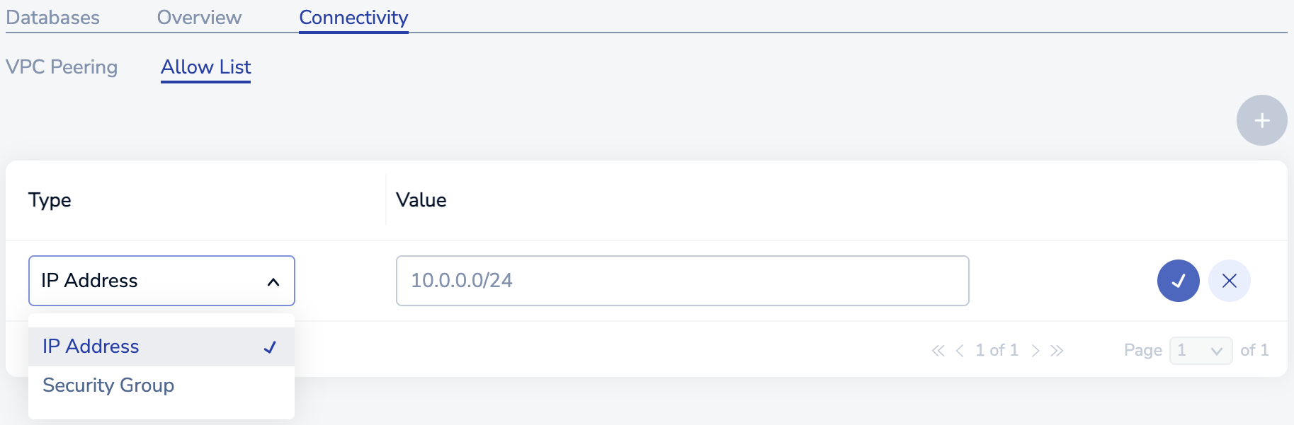 Select the type of entry to add to the allow list from the Type list.