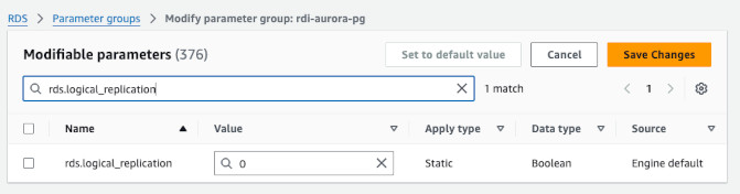 Edit parameter group panel