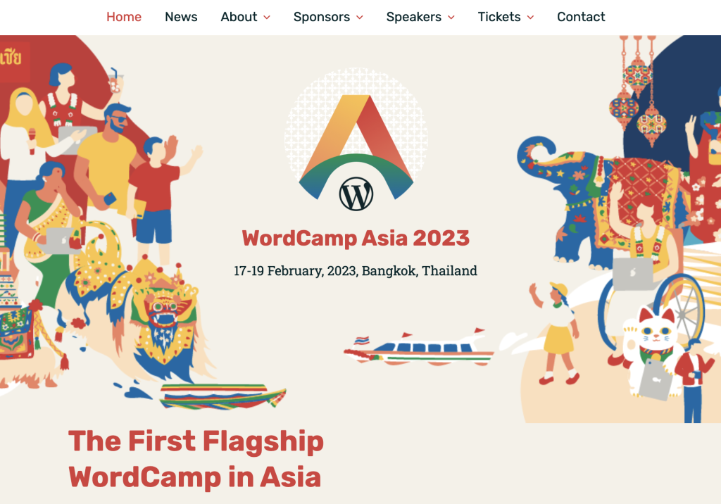 Screenshot of the WordCamp Asia 2023 website