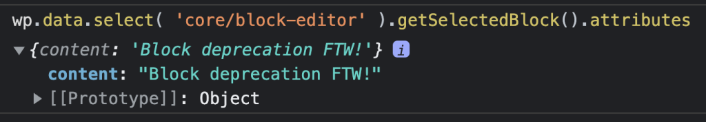 Console log display of code snippet