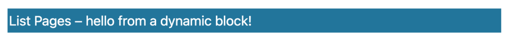 Screenshot showing the newly created block in the front end.