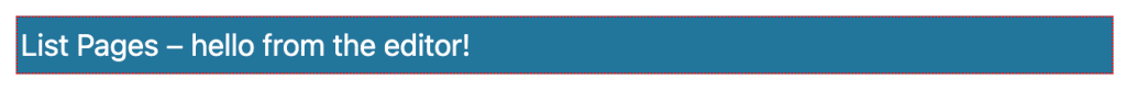 Screenshot showing the newly created block in the editor.
