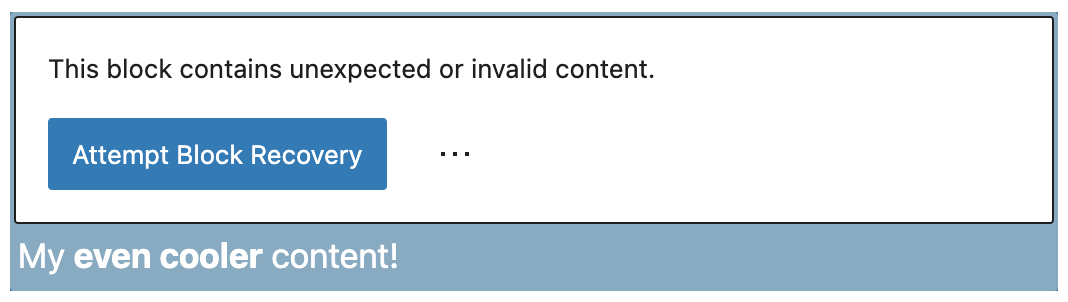 screenshot of error message on mismatch between source and content in HTML