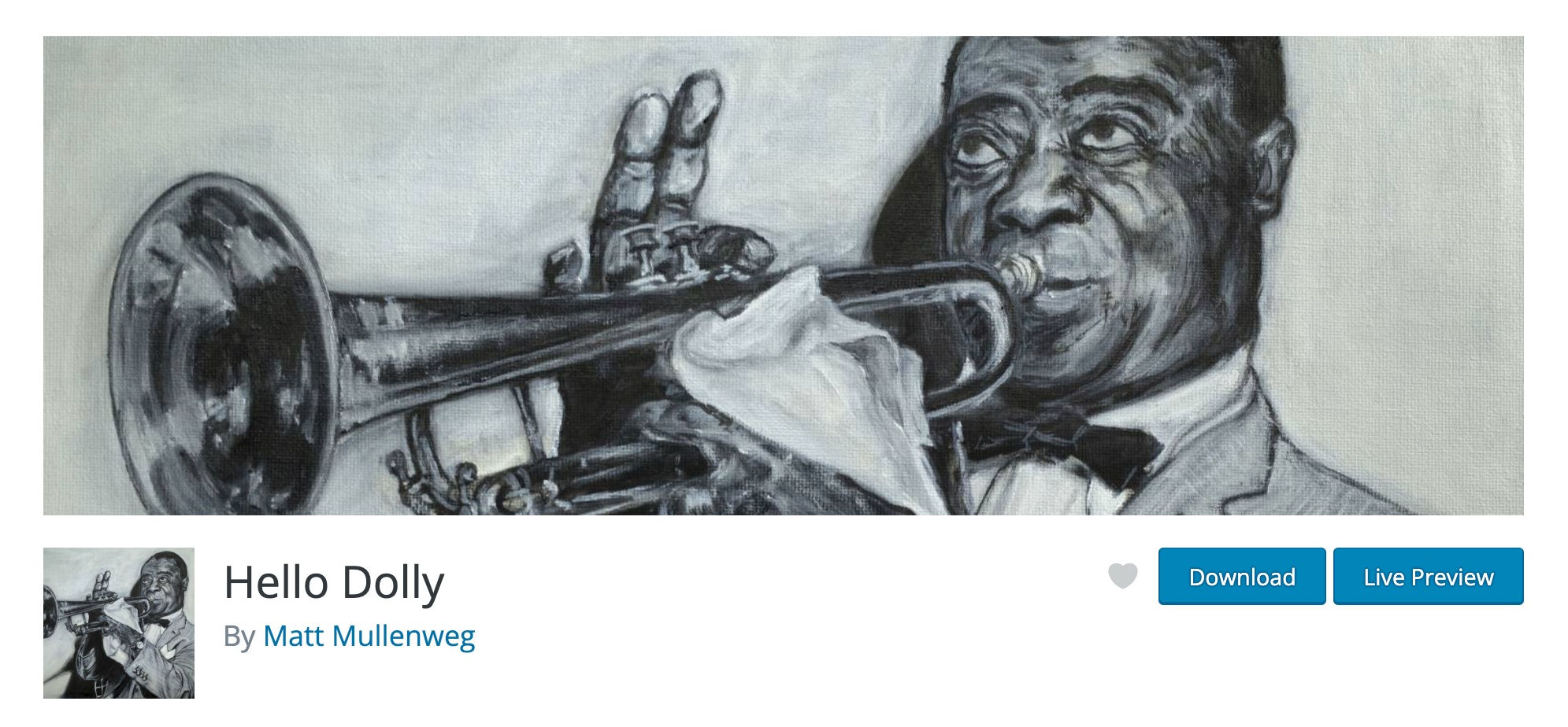 Hello Dolly plugin with a Live Preview button in the WordPress plugin directory.