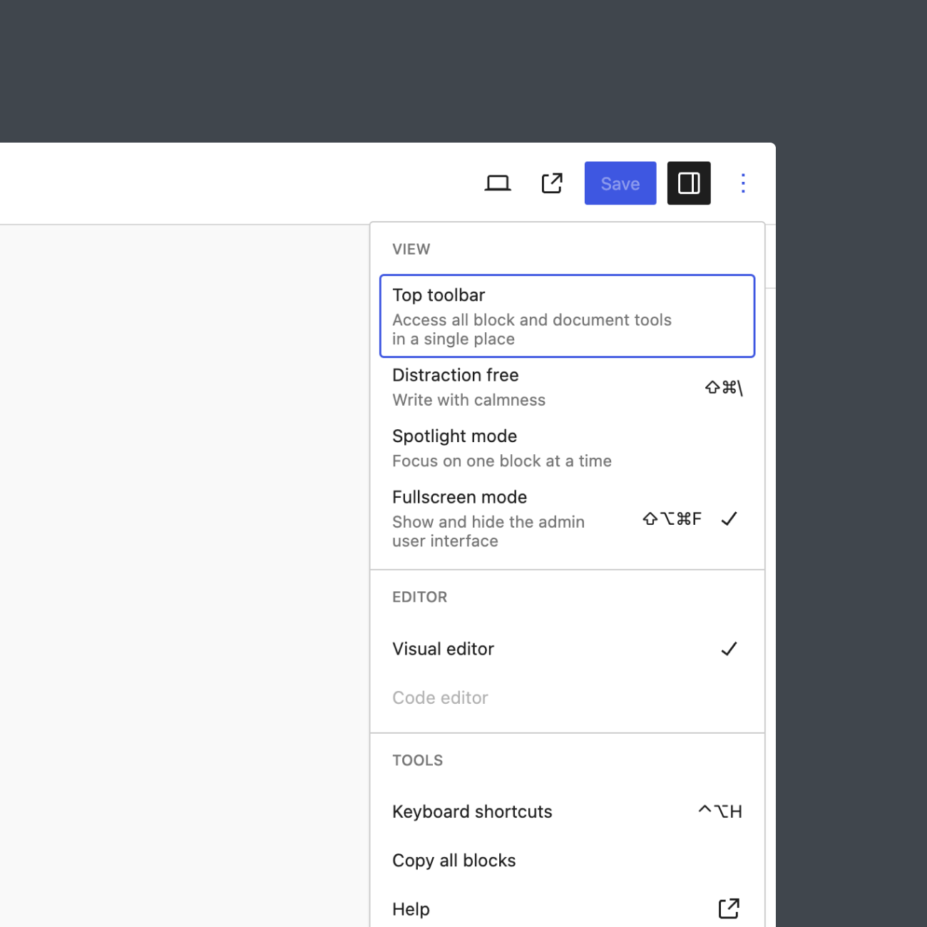 Disable the Code Editor