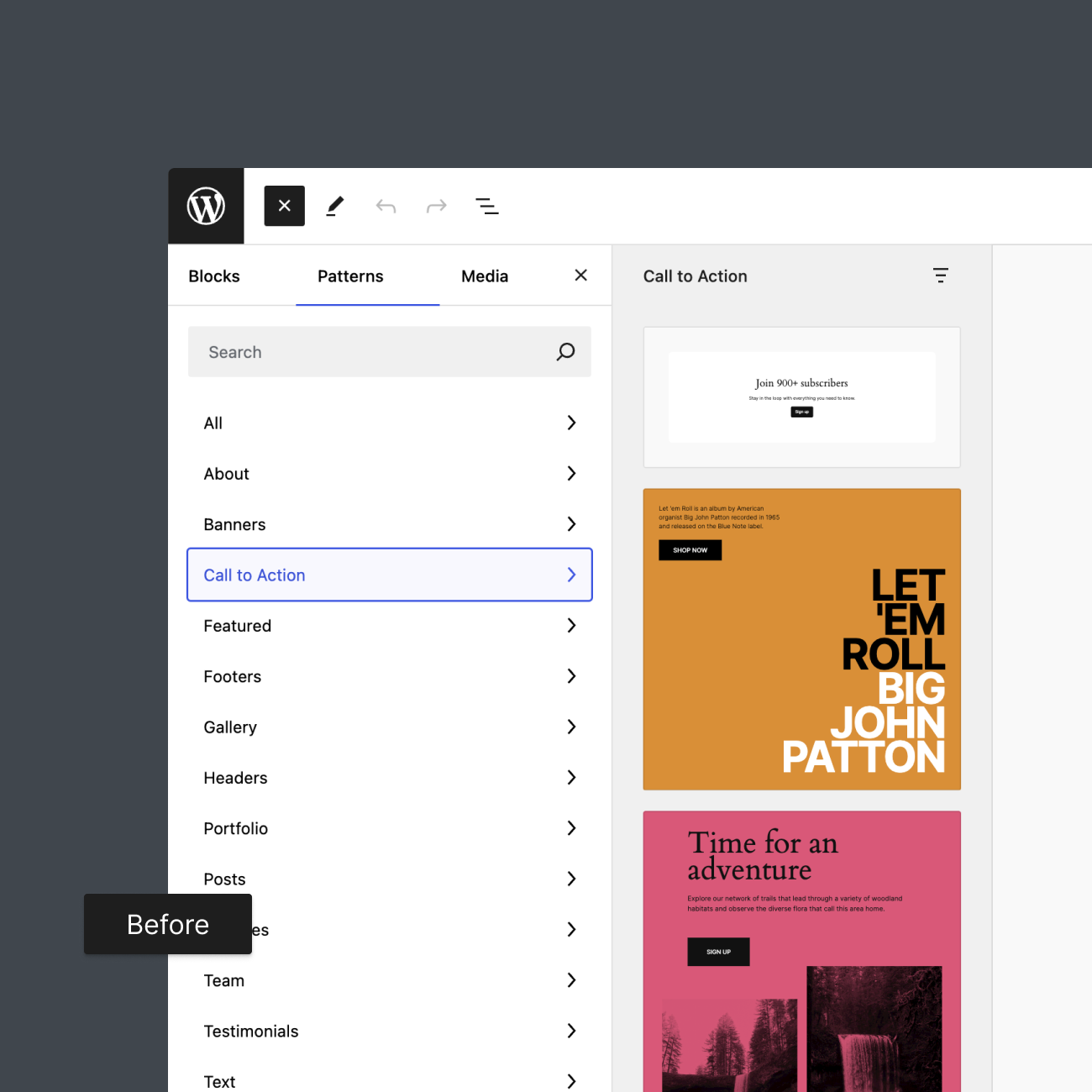 Disable the Pattern Directory (before)