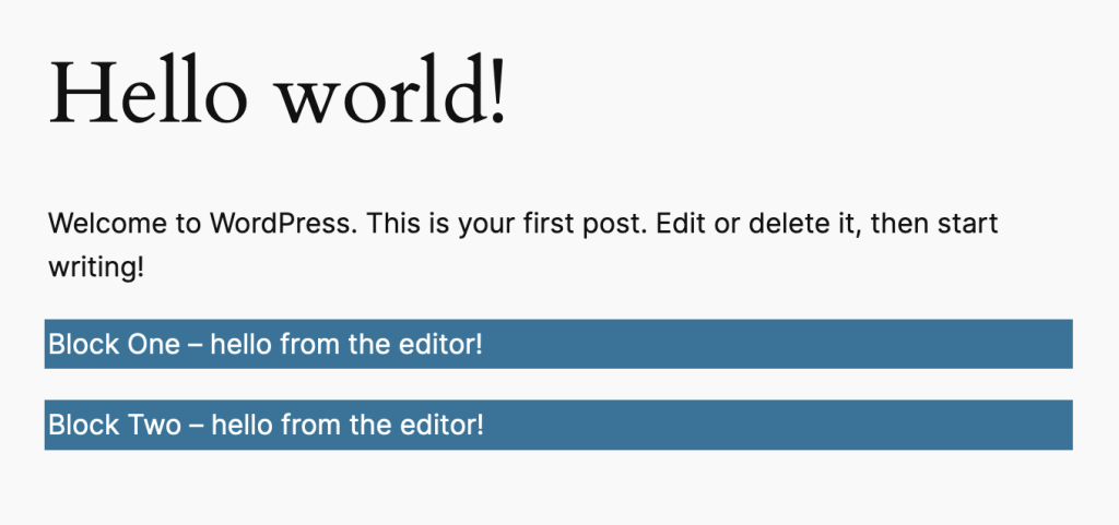 An editor view of the first two static blocks.