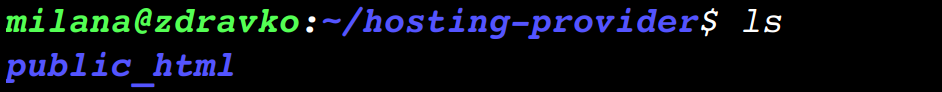 Terminal output for listing contents in hosting provider root directory.