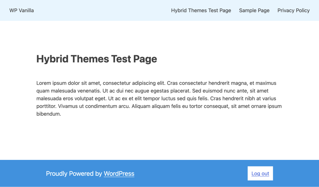 Example of a frontend block template for pages.
