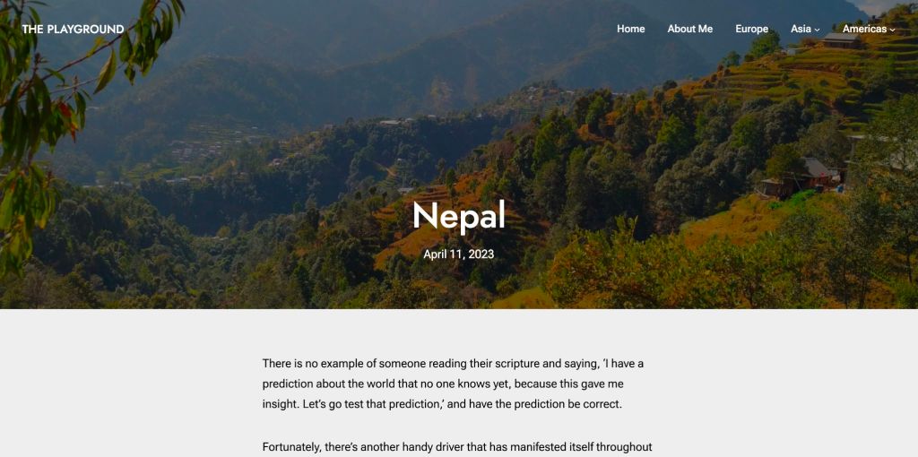 WordPress site header with a Cover block background that stretches the full width of the screen.