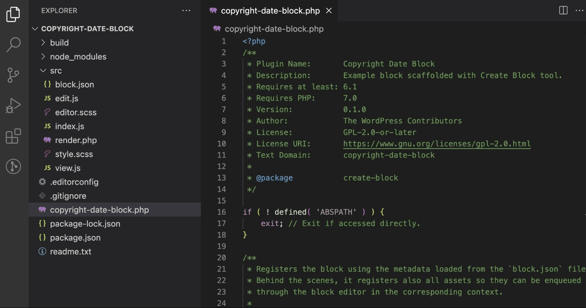 The files that make up the block plugin