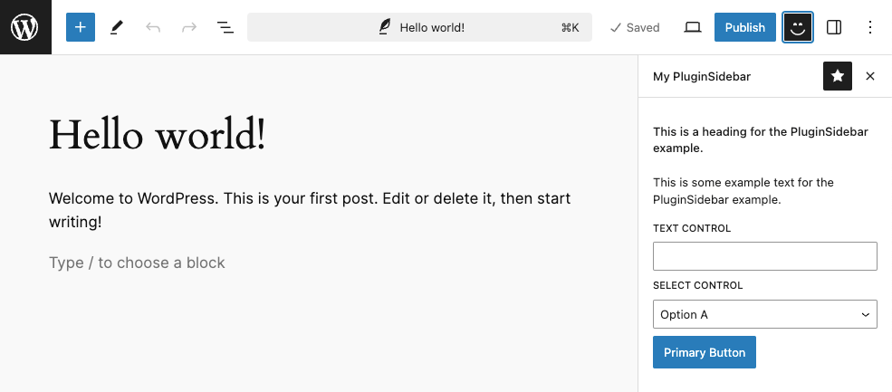 PluginSidebar example expanded