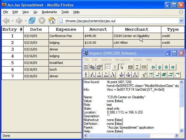 Inspecting spreadsheet cell