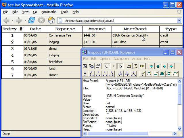Inspecting spreadsheet cell with role=gridcell